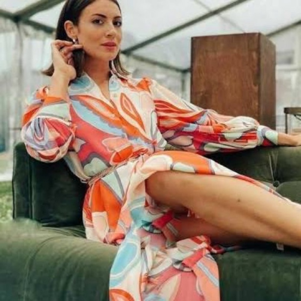 Alexis x Target Designer Long-Sleeve Mixed Floral Belted Robe Dress Medium NWT